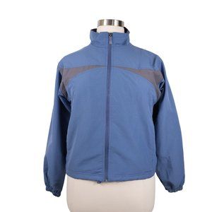 VTG Reebok Woman's Large Blue Cotton Lined Windbreaker Track Jacket Full Zip